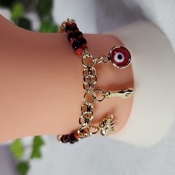 Gold Filled Child's Azabache Protection Bracelet - Picture 7 of 8